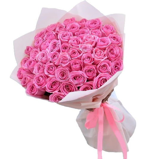 Fresh Pink Roses and Bouquet