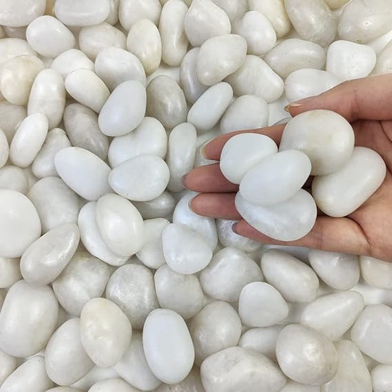 High Polished White Pebbles 20-25 KG Bag 3-5cm